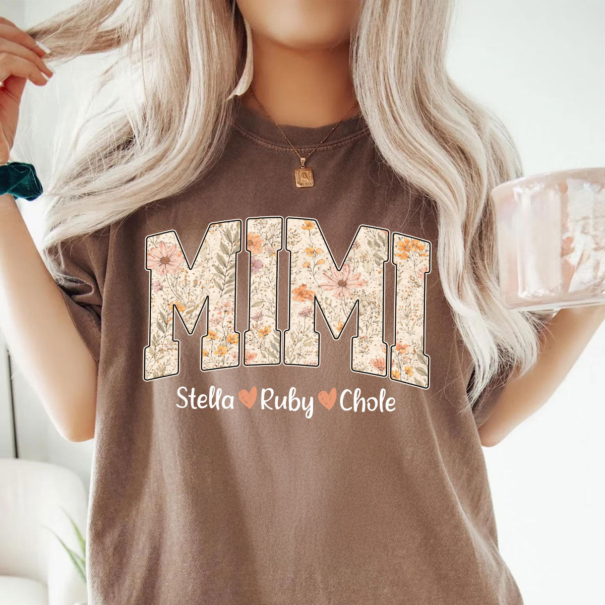 Wildflower Floral Lettering For Mom Grandma - Personalized T-ShirtWildflower Floral Lettering For Mom Grandma - Personalized T-Shirt