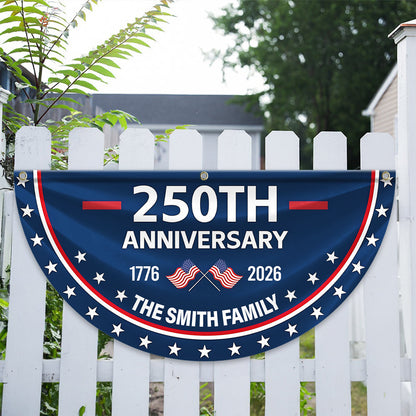 Custom Family Name 250th Anniversary 1776-2026 America Non-Pleated Fan Flag