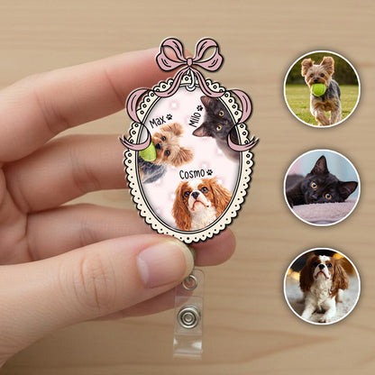 Custom Pet Watercolor Photo -Personalized Badge Reel
