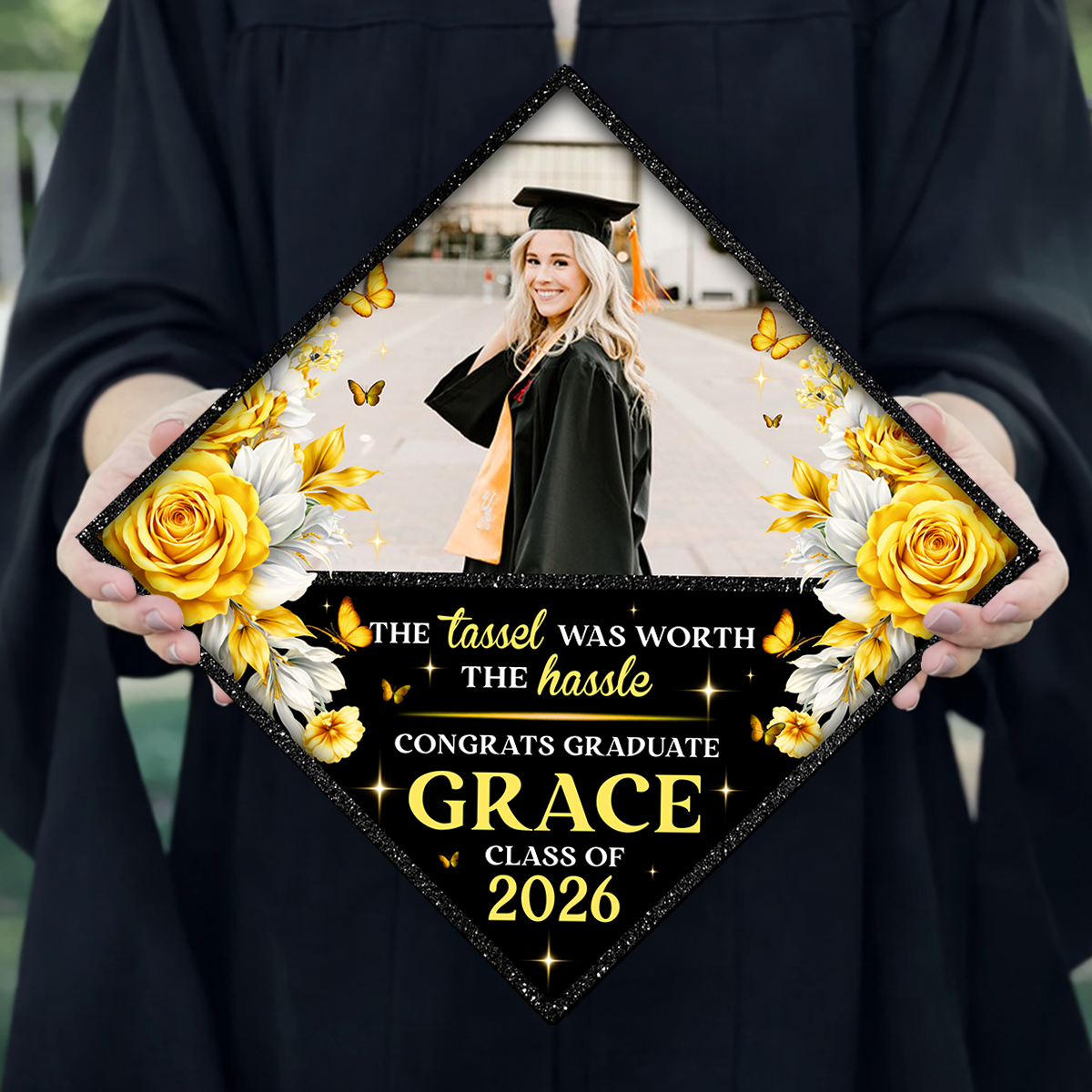 Floral Graduation Cap Topper - Decorations For Grad Cap