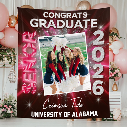 Grad Custom Photo Neon Personalized Graduation Backdrop
