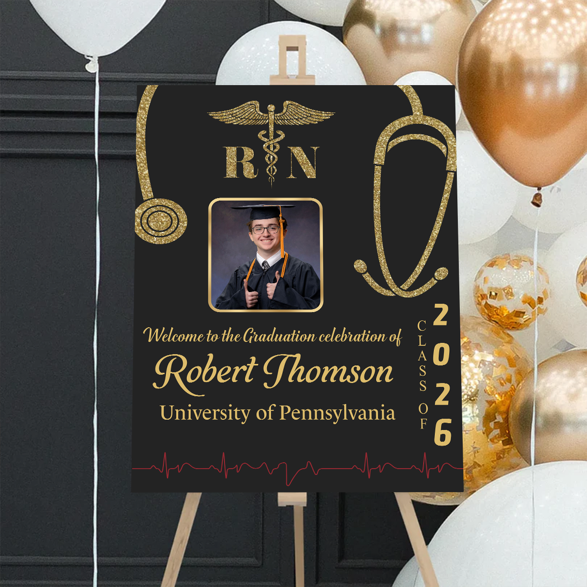 Graduation Nurse Photo Personalized Welcome Sign Party