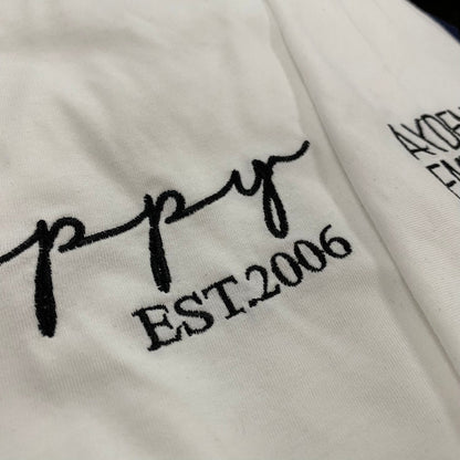 Papa Est Embroidered Father's Day Shirt