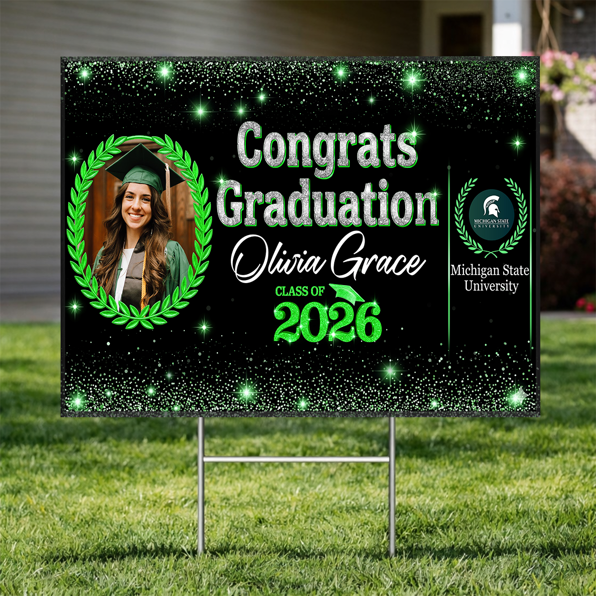 Glitter 26 Graduation Yard Sign Class of 2026 Lawn Sign