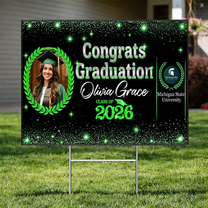 Glitter 26 Graduation Yard Sign Class of 2026 Lawn Sign