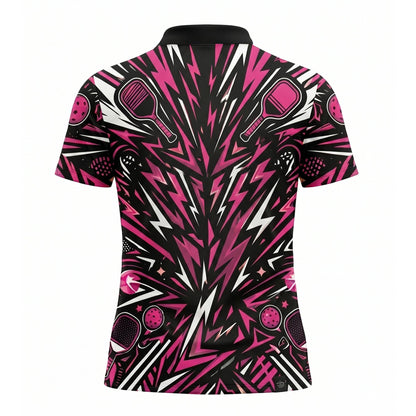 Moms Game Strong Pickleball Polo Shirt for Women Pink