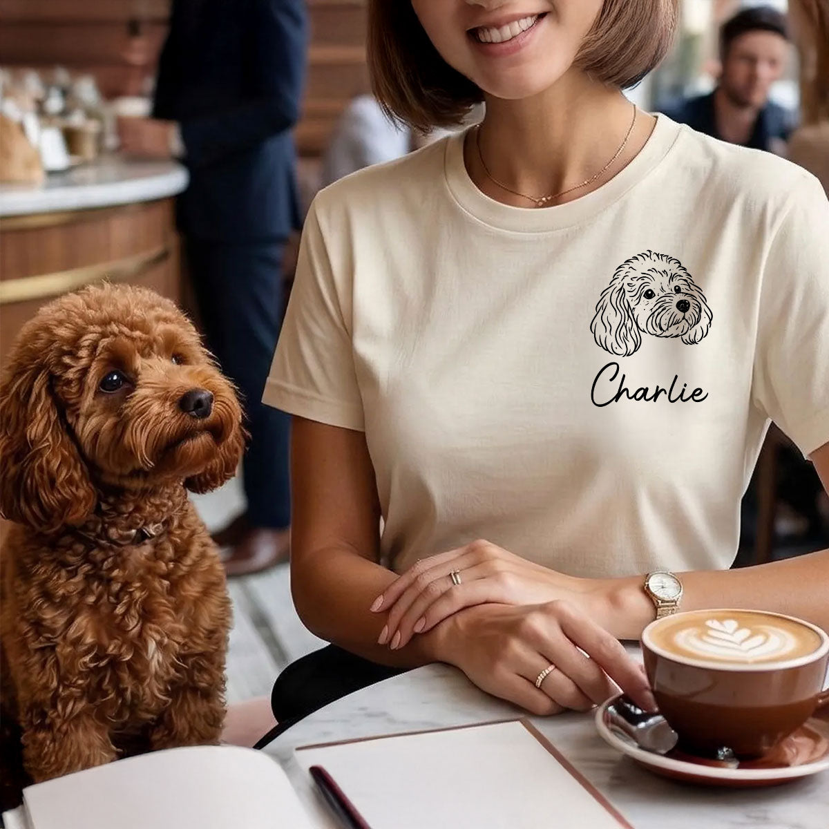 Custom Dog Portrait Comfort Colors Tshirt, Line art Dog Ears - Personalized Shirt