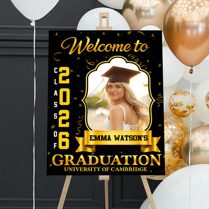 Class Of 2026 Gold Graduation Personalized Welcome Sign