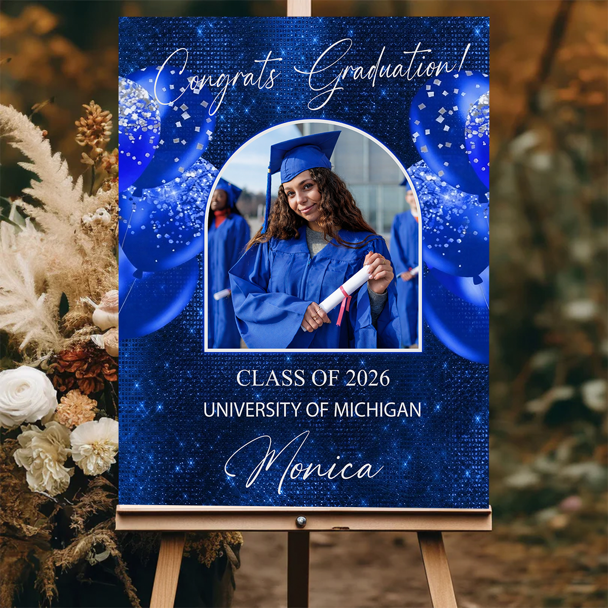 Custom Class Of 2026 Disco - Graduation Party Welcome Sign Custom Photo Party Sign