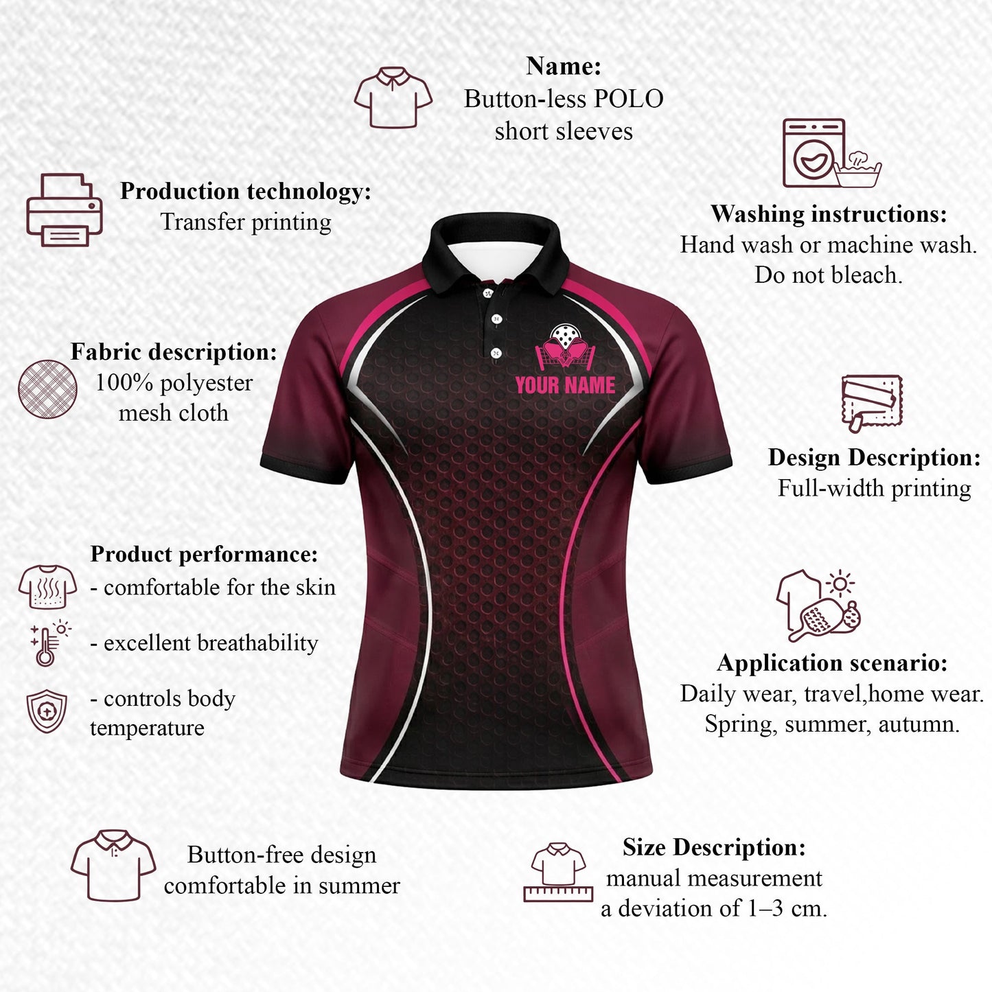 Personalized Pickleball Team Polo Shirt Custom Name Performance Sports Jersey Breathable Athletic Shirt