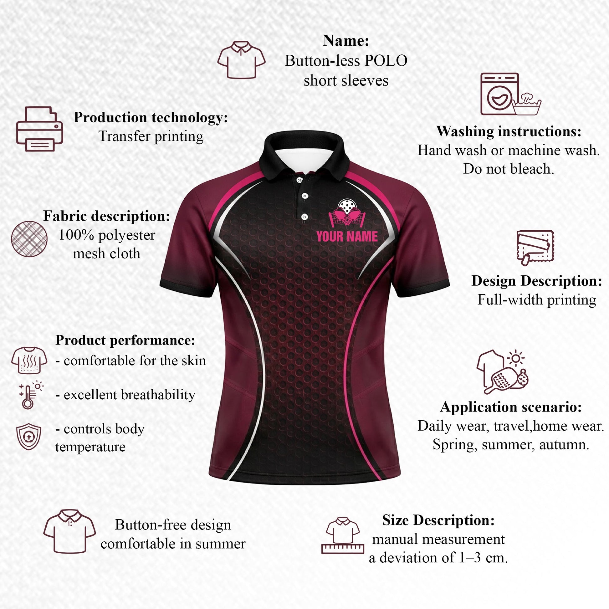 Personalized Pickleball Team Polo Shirt Custom Name Performance Sports Jersey Breathable Athletic Shirt