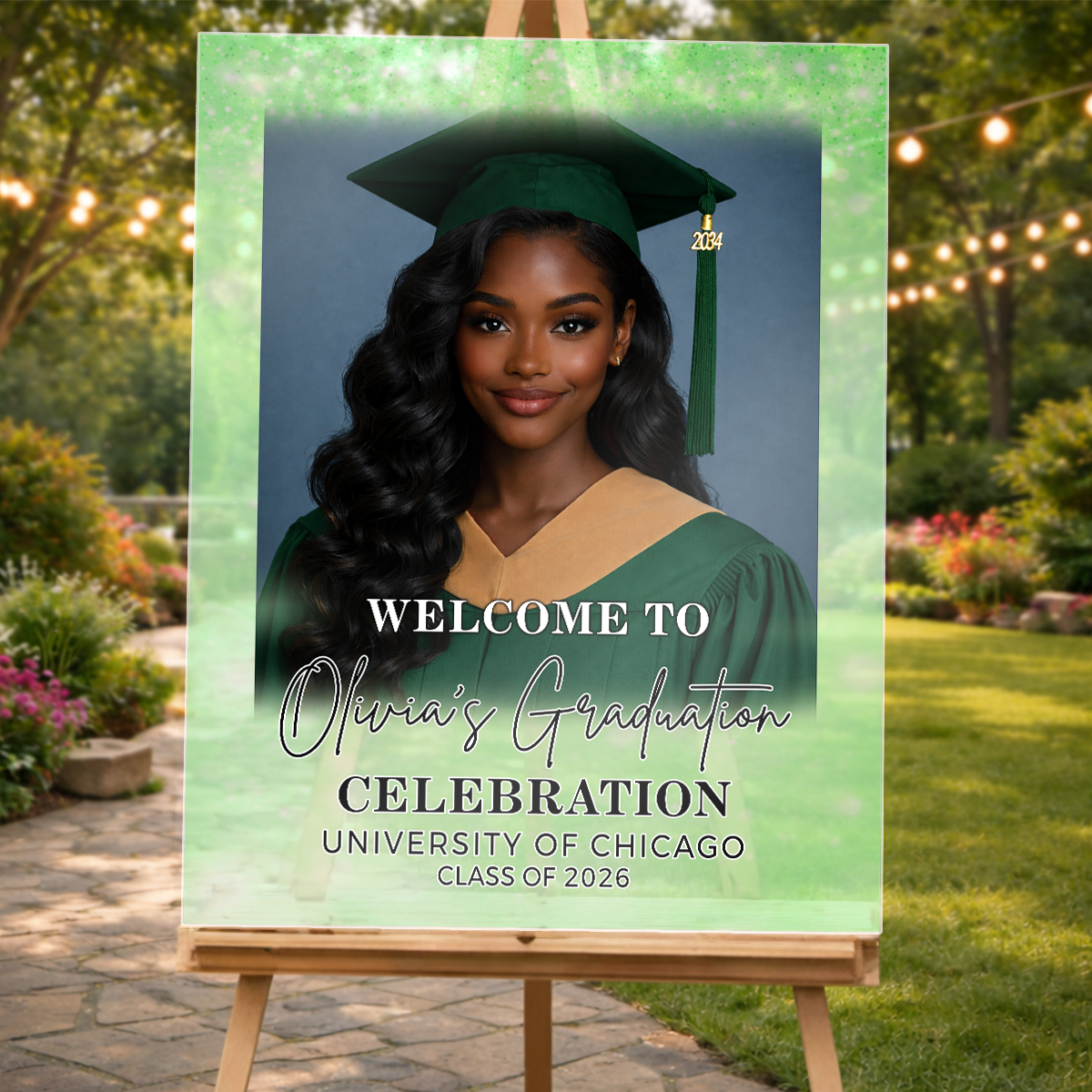 Glitter Graduation Personalized Acrylic Welcome Sign