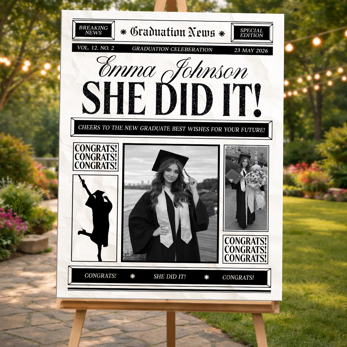 Graduation News Personalized Welcome Sign Party