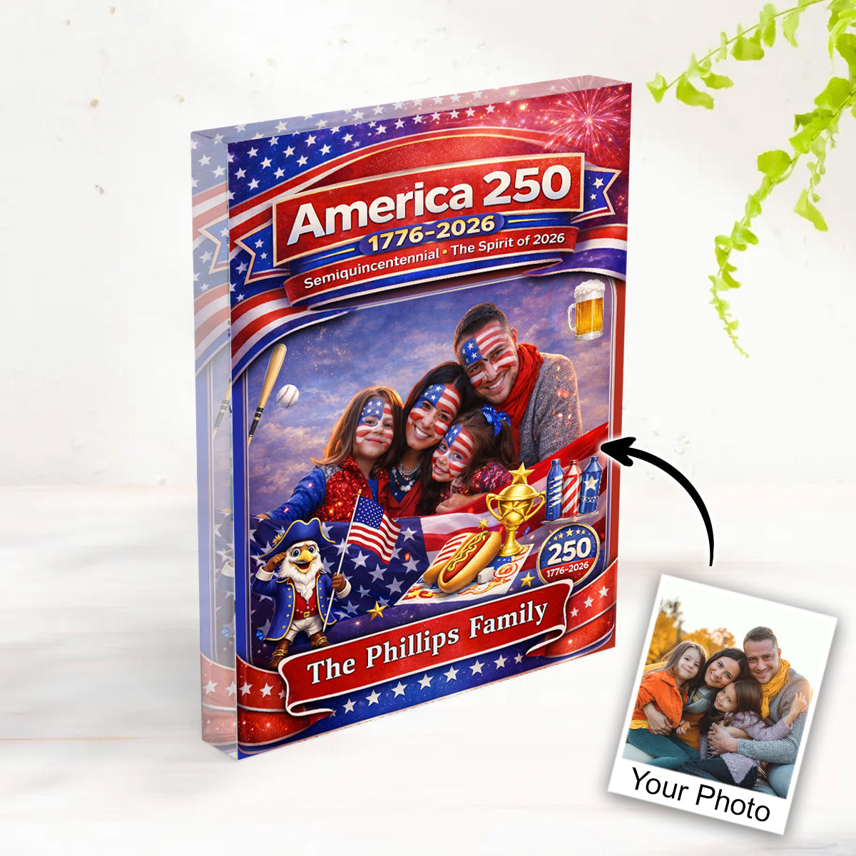 250th America Anniversary - Upload Photo Acrylic Block Keepsake