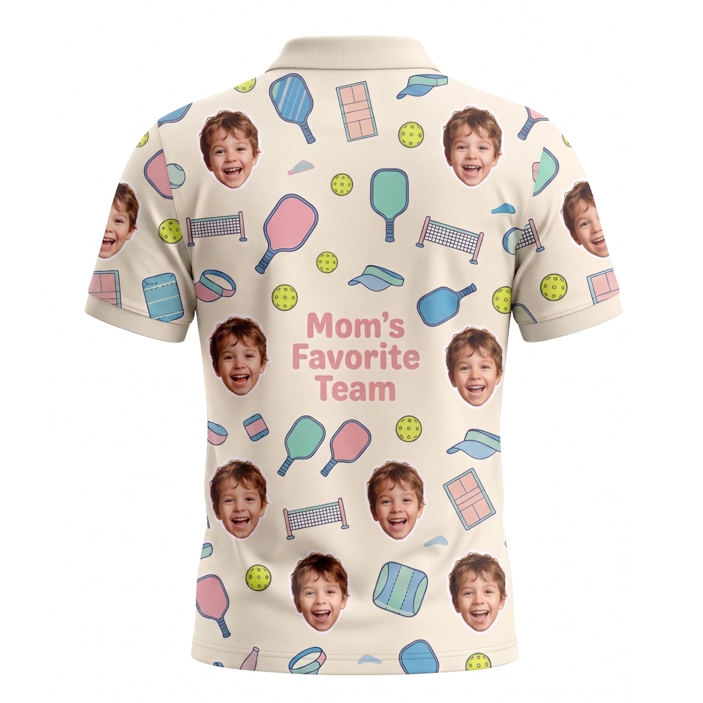 Mom's Favorite Team Custom Kid Face Pickleball Polo