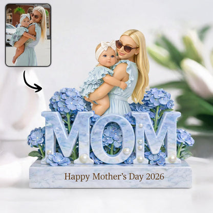 Floral Mom Keepsake with Photo - Personalized Mother Custom Shaped Acrylic Plaque