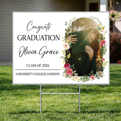 Floral Graduation Yard Sign - Class of 2026 Lawn Sign