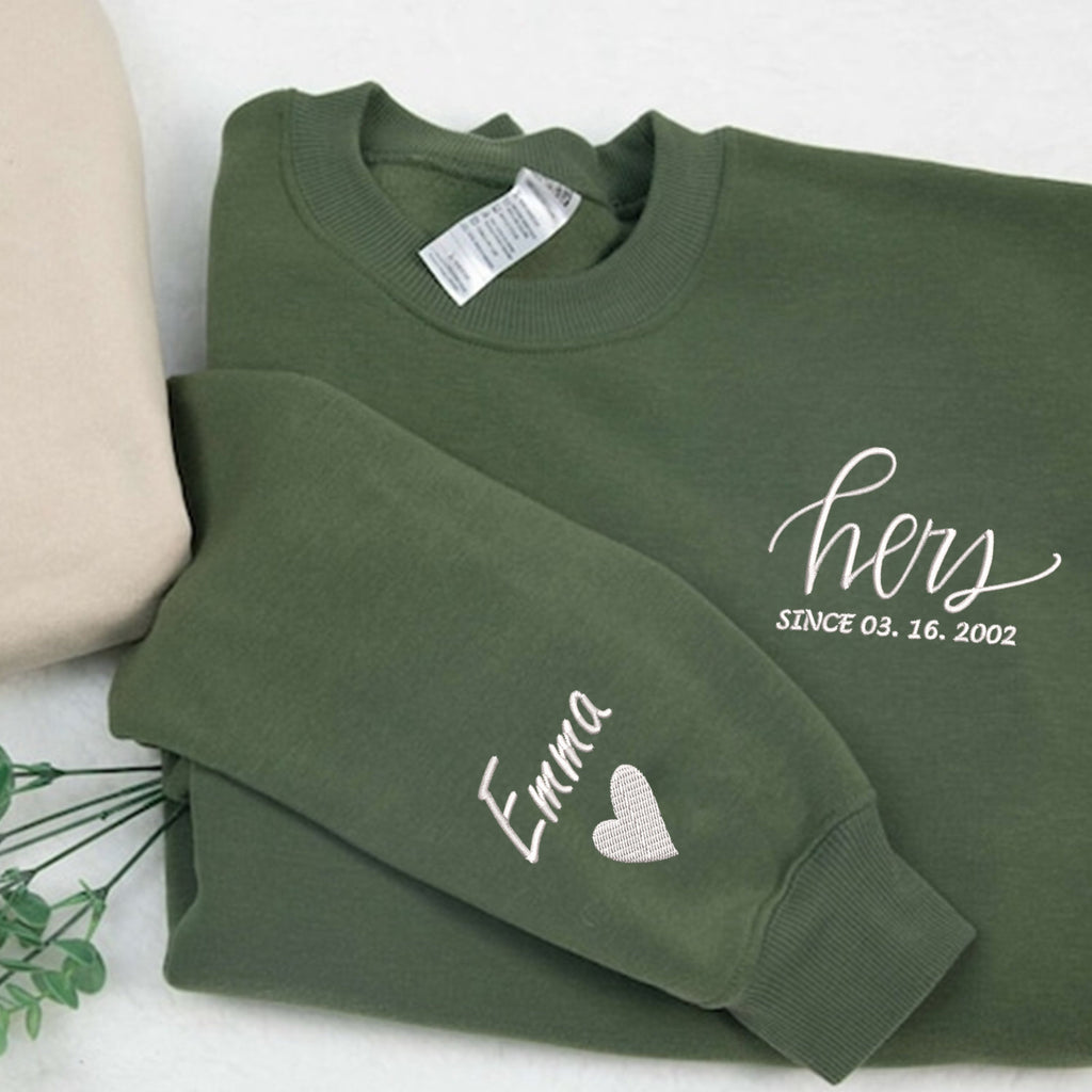 Personalized Embroidered Couple Matching Sweatshirt With Name on Sleeve, Anniversary Date Couples Sweater, Couples Gifts Valentines Day 3_9d50af7e-3822-4435-89ff-7f1c852c22cb.jpg