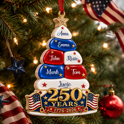 Stars And Stripes Christmas Together We Make A Family Tree - Personalized 3D Ornament