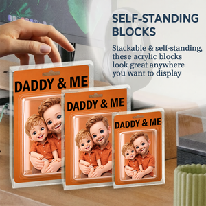 Custom Dad & Child Cartoon Figure Daddy & Me Acrylic Block