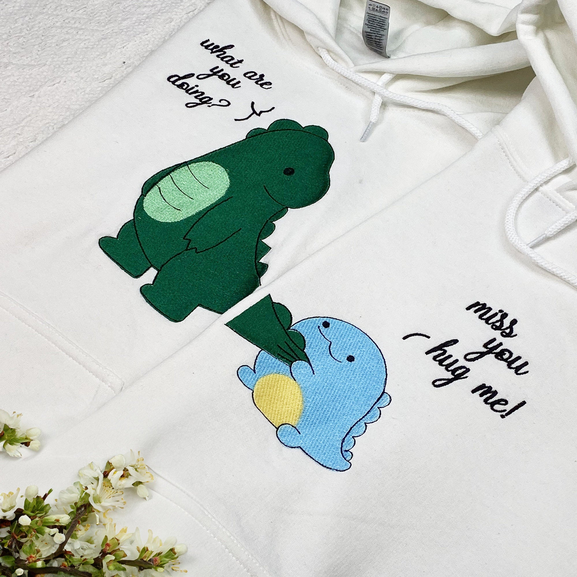 Cute Dinosaur Couple Shirt, Embroidered Couple Shirt, Matching Couple Shirt, Gifts For Couples 3_a5000a17-5be4-4de5-92e1-e83b6ac7a2fe.jpg