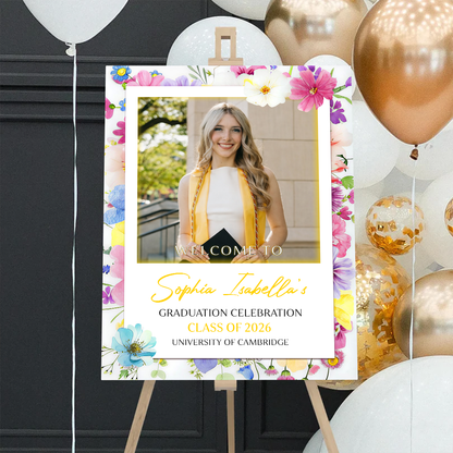 Floral Personalized Graduation Welcome Sign Party