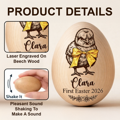 Custom Engraved Easter Egg with Name & Date - Wooden Easter Eggs