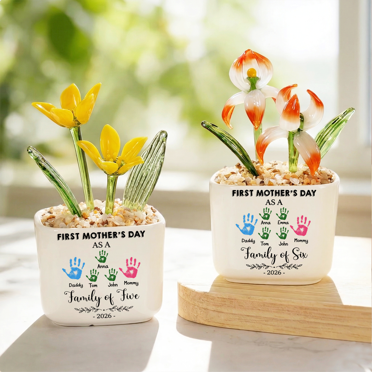 First Mother's Day Personalized Glass Everlasting Flower