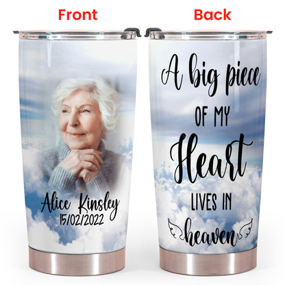Memorial Photo Gifts - A Big Piece Of My Heart Lives In Heaven - Personalized Stainless Steel Tumbler 3_ad4cee8b-9b6f-4dda-a3aa-61da90fd3f2c.png