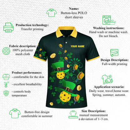 Custom Pickleball Polo Shirt St Patrick Day