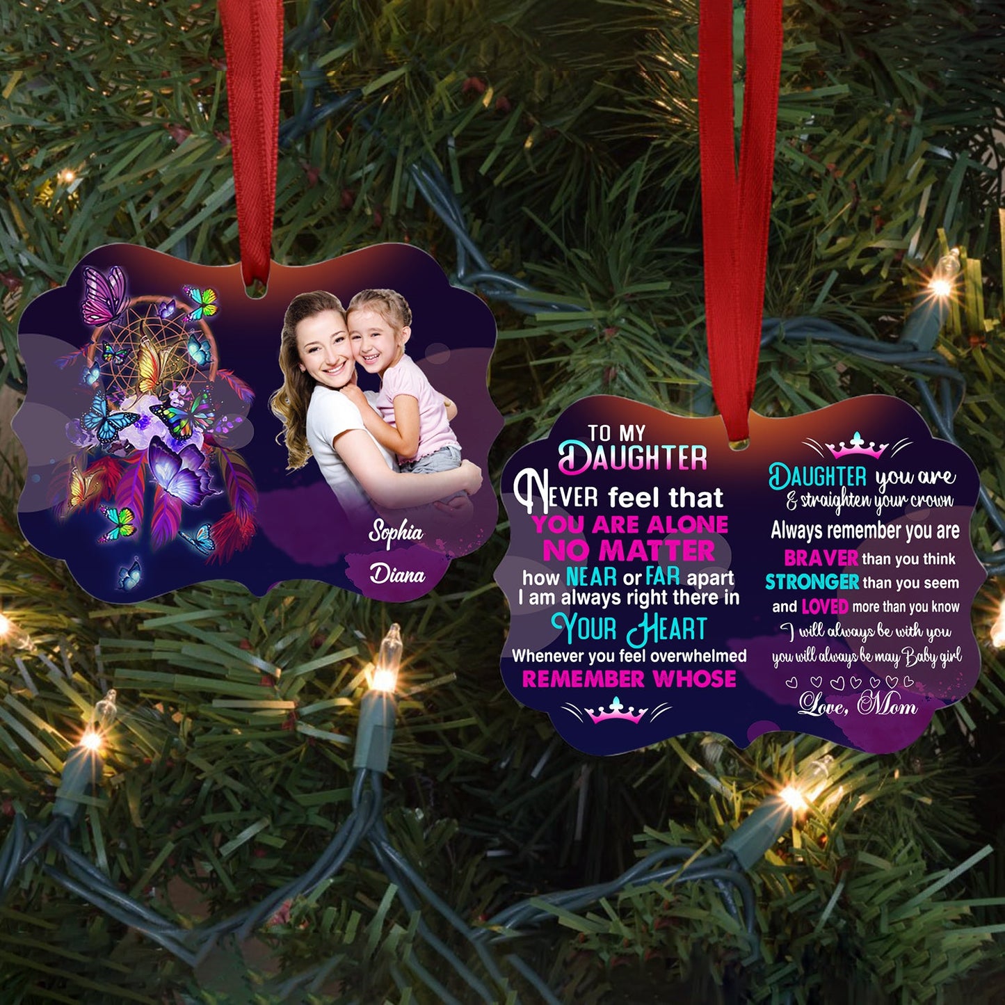 To My Daughter Never Feel That You Are Alone Butterfly - Personalized Ornament - Gift For Daughter 3_aff1380a-9563-45e7-9e79-dbeffab3074a.jpg