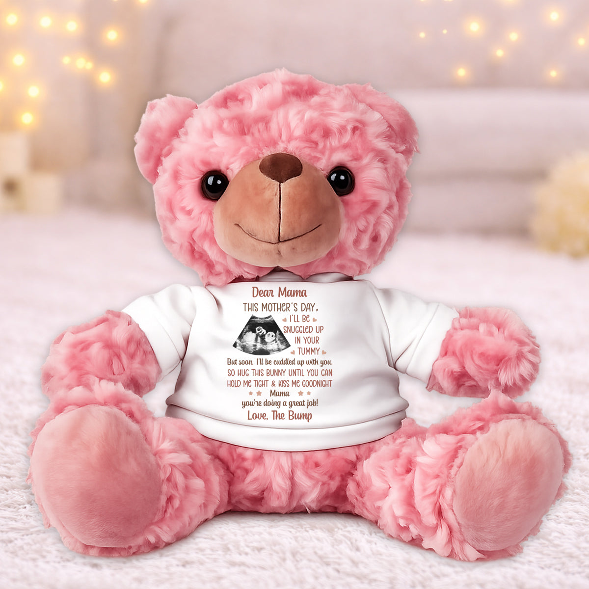Custom Photo This Mother's Day I'll Be Snuggled Up In Your Tummy - Personalized Soft Teddy Bear