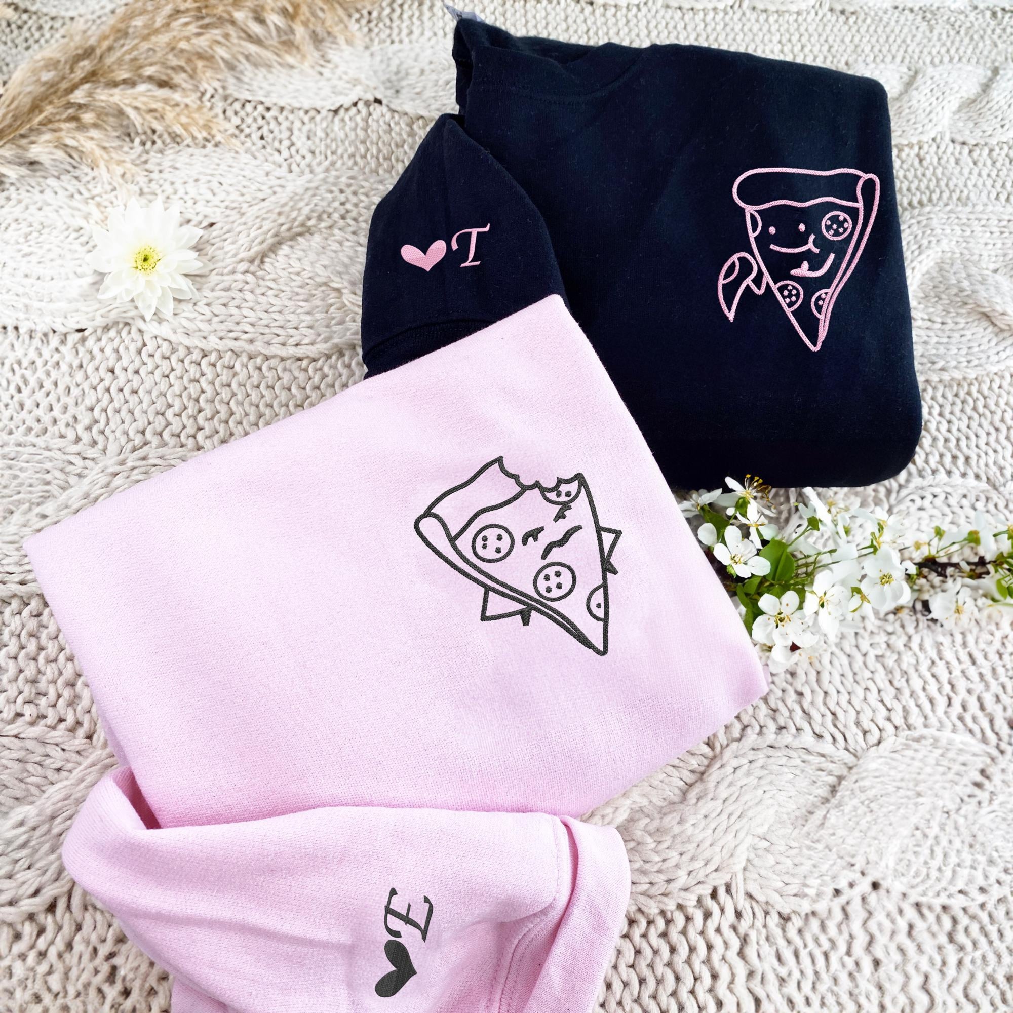 Pizza Bite Matching Embroidered Couple Shirts, Custom Couple Shirts, Couple Gift, Newlywed Gift, Wedding Gift, Funny Valentines Gift 3_b81e0f41-46a0-4b50-8d29-d1d0ba8d7521.jpg