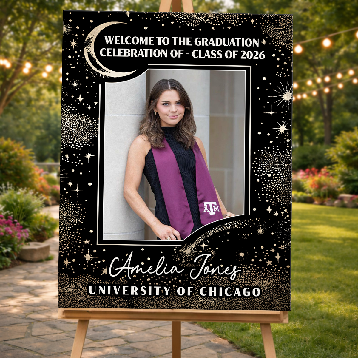 Graduation Moon and Star - Personalized Welcome Sign