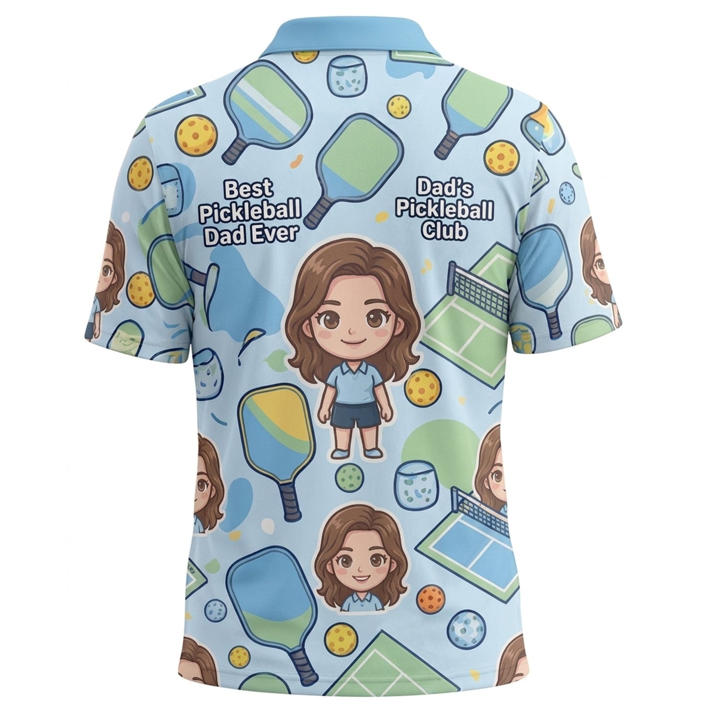 Best Pickleball Dad Ever Cartoon Mens Polo Shirt Blue
