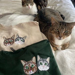 Custom Cat Face Sweatshirt from Photo, Personalized Gifts for Cat Lovers