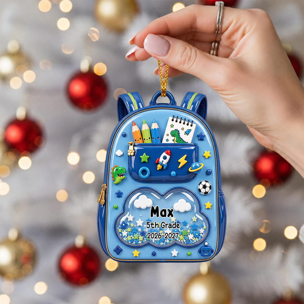 School Year Backpack Ornament - Real 3D Raised Ornament