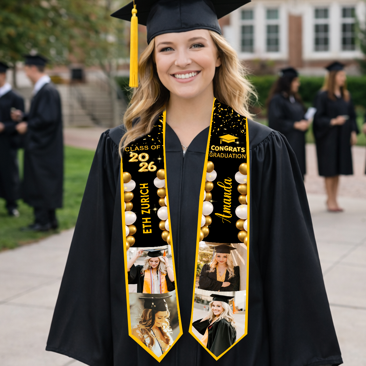 Custom Photo Grad Stoles - Personalized Graduation Stoles