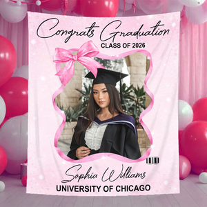 Grad Custom Photo Bow - Personalized Graduation Backdrop