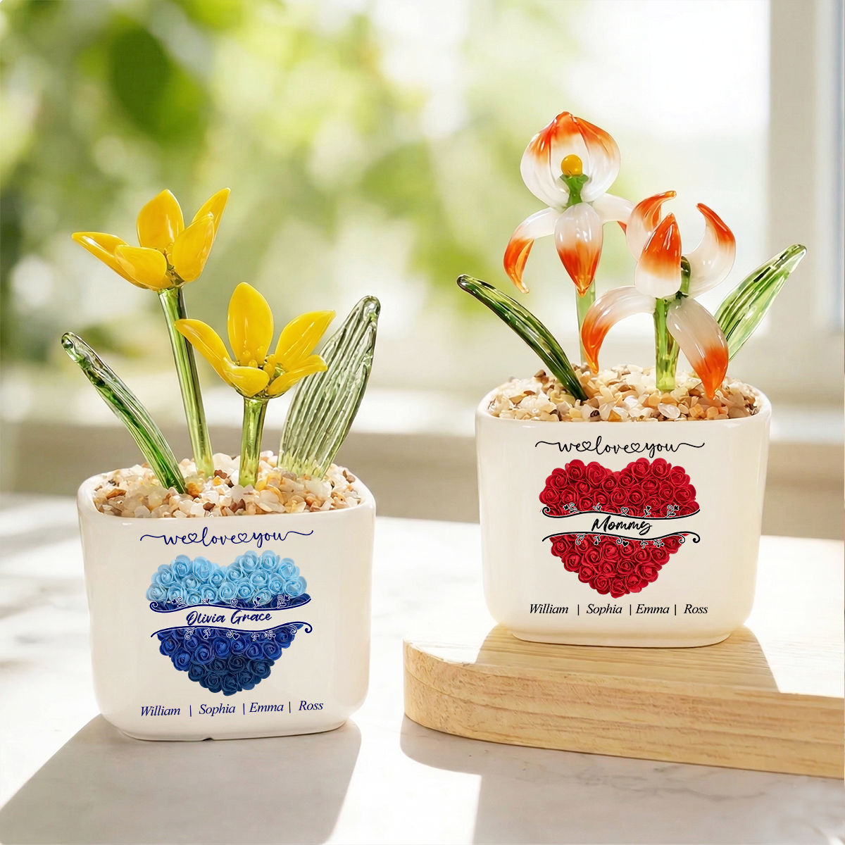 We Love You - Personalized Glass Everlasting Flowers