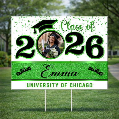 Class Of 2026 Glitter Yard Sign - Personalized Lawn Sign