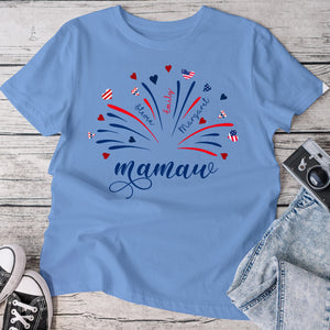 Firework America Flag Grandma And Kids - Personalized T-Shirt