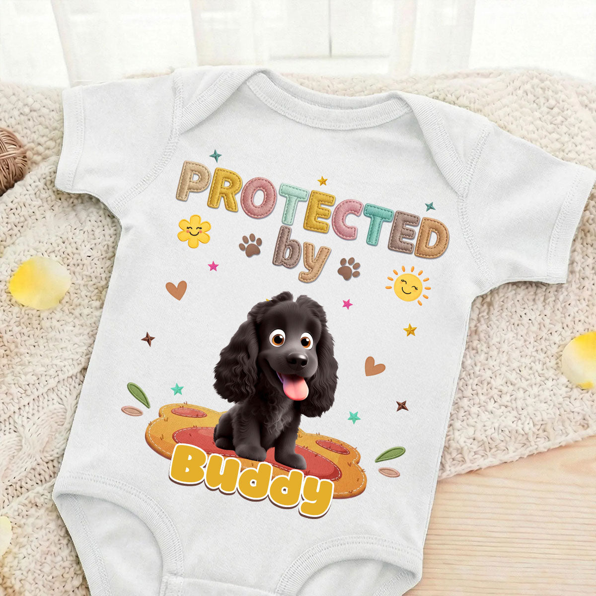 Protected By Dog - Personalized Custom Baby Onesie