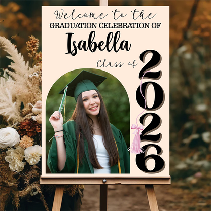 Class Of 2026 Graduation Bow Style - Personalized Welcome Sign