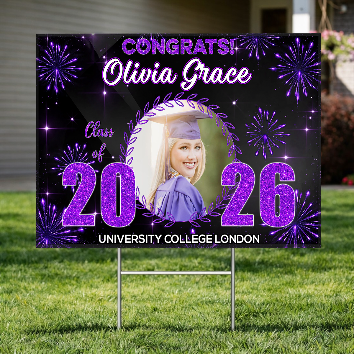 Firework Graduation Yard Sign - Class of 2026 Lawn Sign