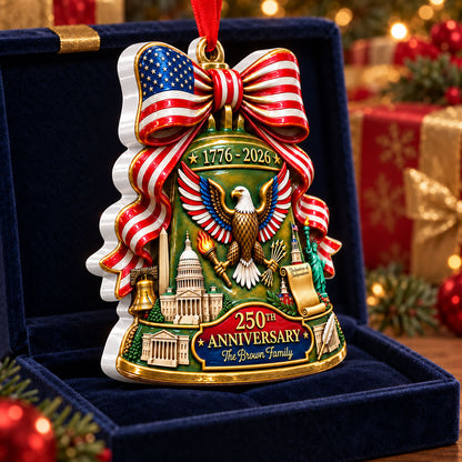 America 250th Anniversary Bell 3D Ornament - Personalized Christmas Ornaments