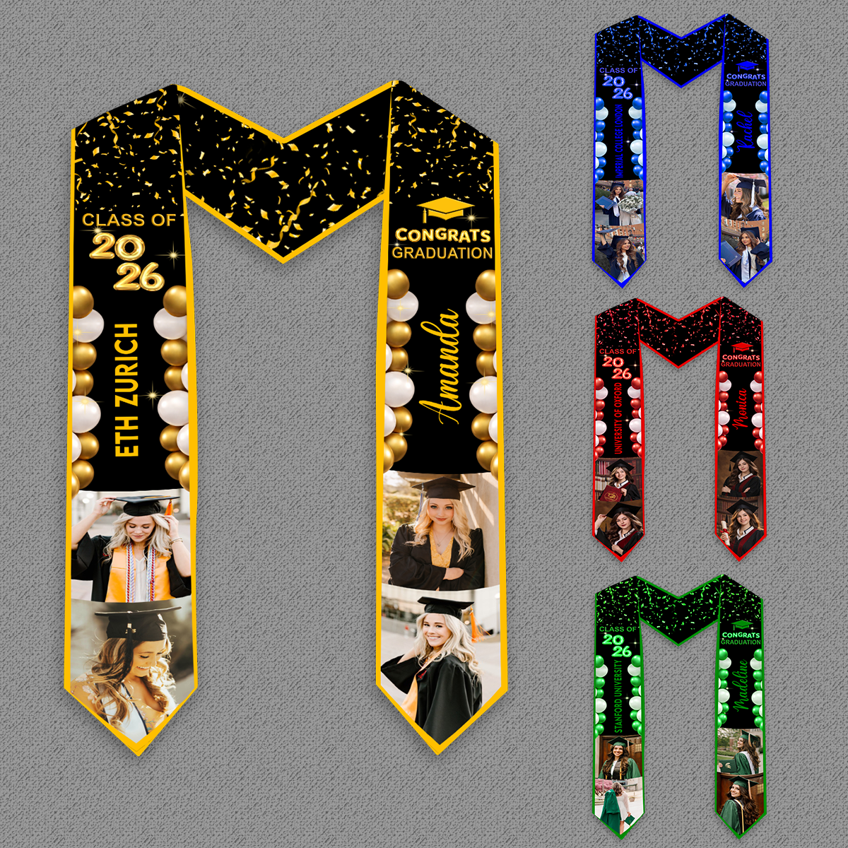 Custom Photo Grad Stoles - Personalized Graduation Stoles