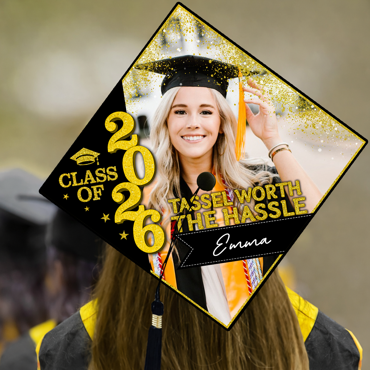 Class Of 2026 - Photo Graduation Cap Topper, Decorations For Grad Cap