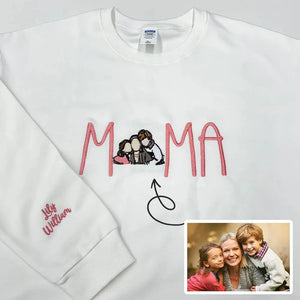 Mama Embroidered Shirt Custom With Favorite Photos Mother's Gift, Family Gift