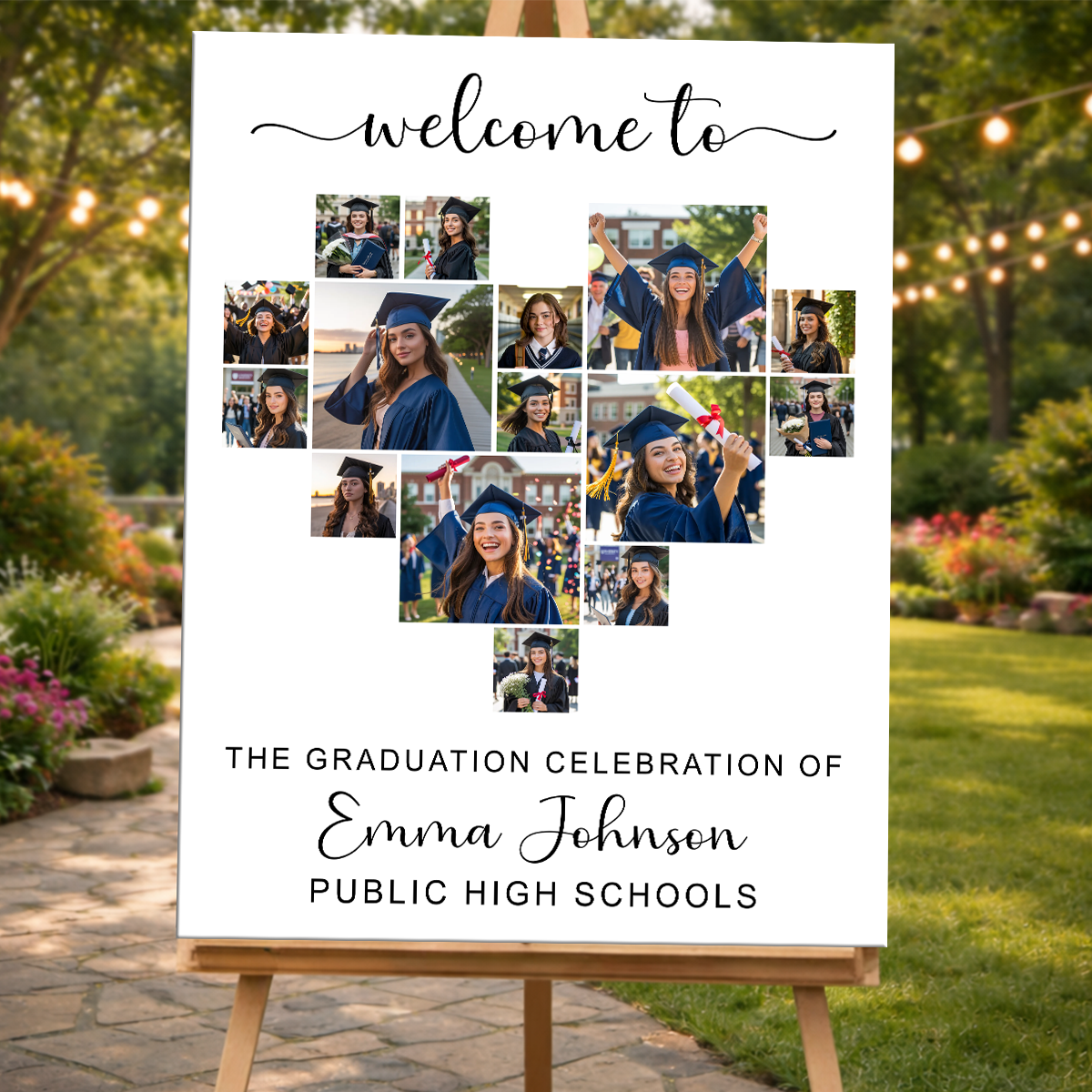 Graduation Heart Photo Personalized Welcome Sign Party